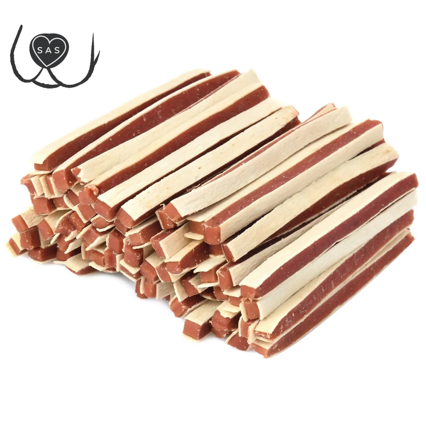 500G PREMIUM 87% Natural Nutritional Grain-Free Dog Delicacy-Soft Duck Sandwich Strips