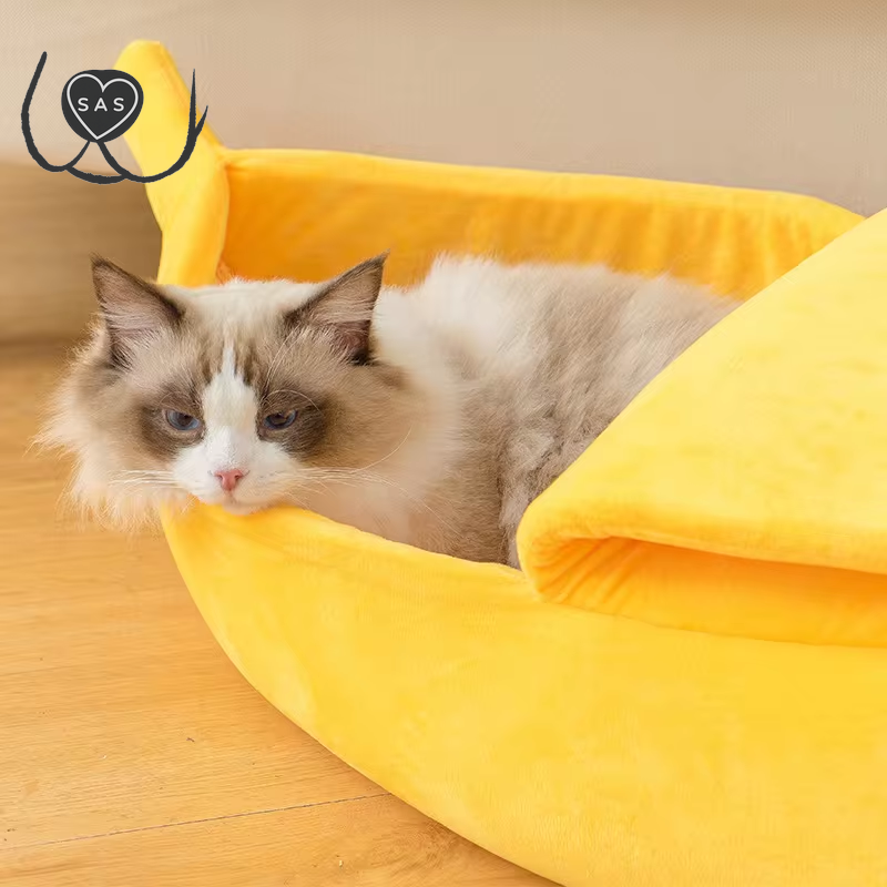 Banana Cat Bed House Funny Cute Cozy Cat Mat Beds Warm Durable Portable Pet Basket Kennel Dog Cushion Cat Supplies Multicolor