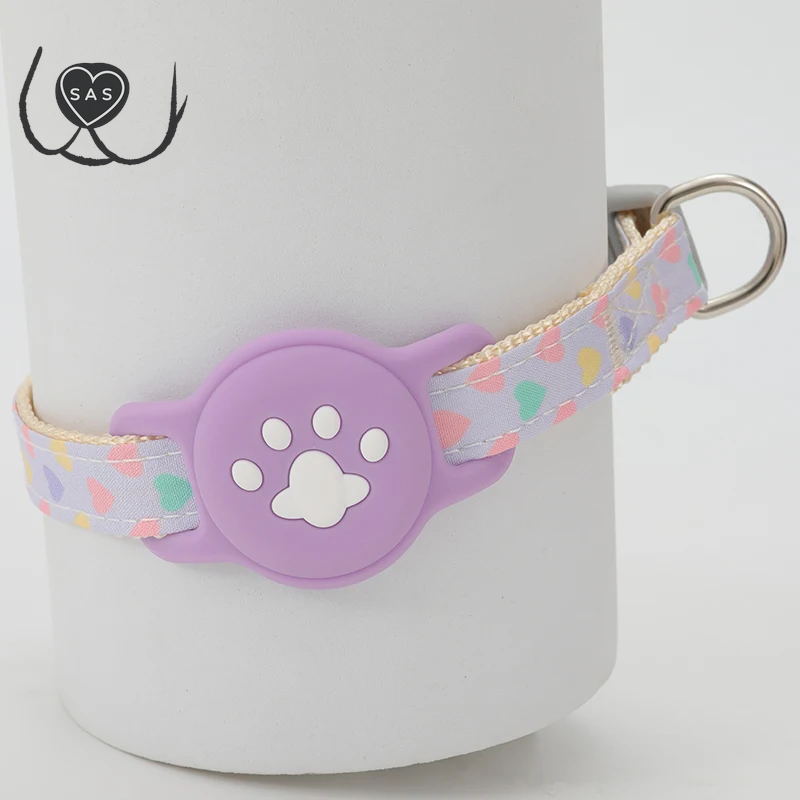 Pet Collar for Airtag Cute Anti-Lost Dog Cat Collar Adjustable Nylon Pet Collar for Small Dog