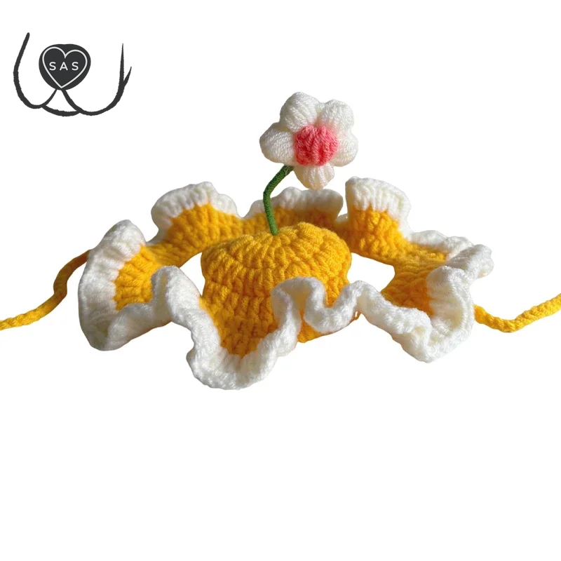 Cute Adjustable Cat Hat Elastic Pet Hat for Cats Small Dogs Kitten Headwear with Small Flowers Party Photo Decoration