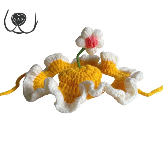 Cute Adjustable Cat Hat Elastic Pet Hat for Cats Small Dogs Kitten Headwear with Small Flowers Party Photo Decoration