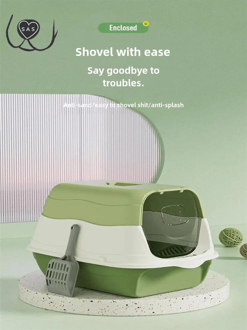 Fully Enclosed Cat Litter Box, Large Capacity Bedpan, Spillproof Litter, Plastic Pet Toilet, Litter Tray, Cat Bedpan Supplies