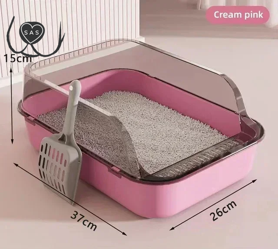 Open Cat Litter Box Thickening Kitty Sandbox Semi-Enclosed High Side Splashproof Pet Bedpans with Litter Scoop Cat Supplies