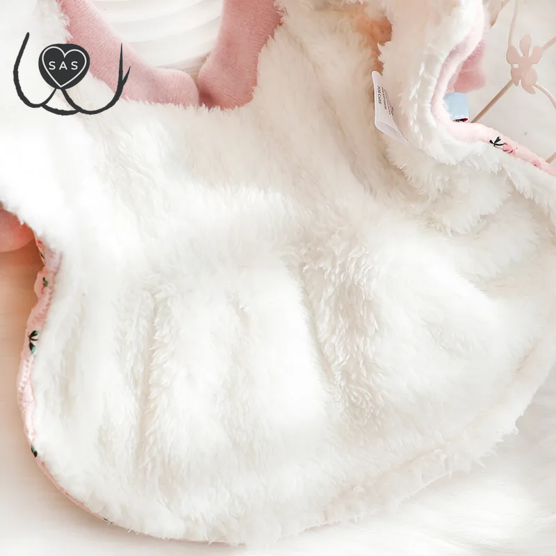 Dog Warmer Dress Floral Rabbit Strap Skirt Dog Princess Winter Skirt for Kawaii Small Pink Pet Costume Ropa Para Perro