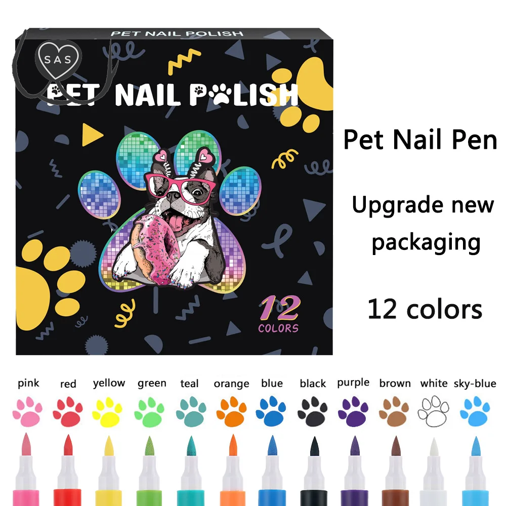 Dog Nail Polish Pen 12 Colors Pet Nail Polish to Create Beautiful Nails with Girl Pets Dog Grooming Quick Dry & Easy to Use