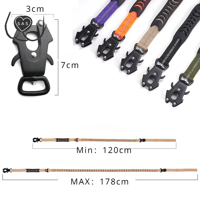 Reflective Shock Absorbing Pet Leashes with Car Seatbelt for Large Dogs Heavy Duty Tactical Bungee Dog Leash No Pull Dog Leash