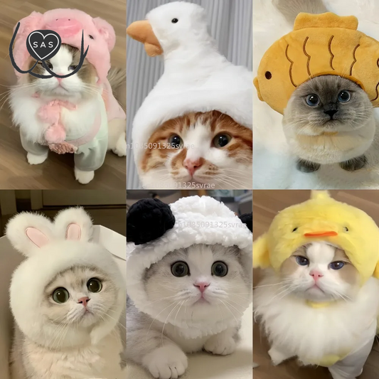Cute Refined Cat Hat Plush Elastic Winter Pet Hat Puppy Kittens Knitted Hat Party Cosplay Props Decoration Cat Accessories Pet