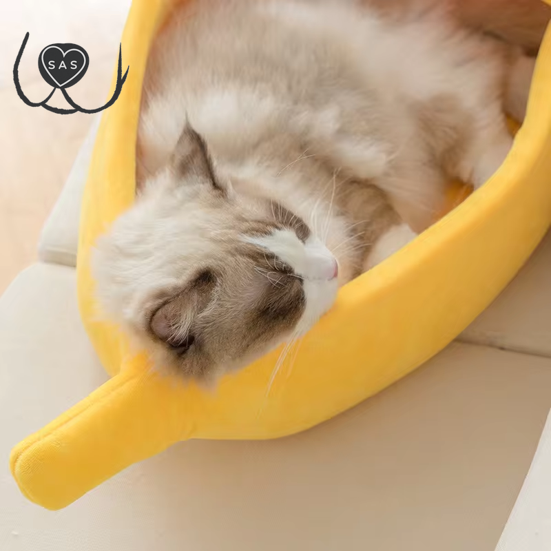Banana Cat Bed House Funny Cute Cozy Cat Mat Beds Warm Durable Portable Pet Basket Kennel Dog Cushion Cat Supplies Multicolor