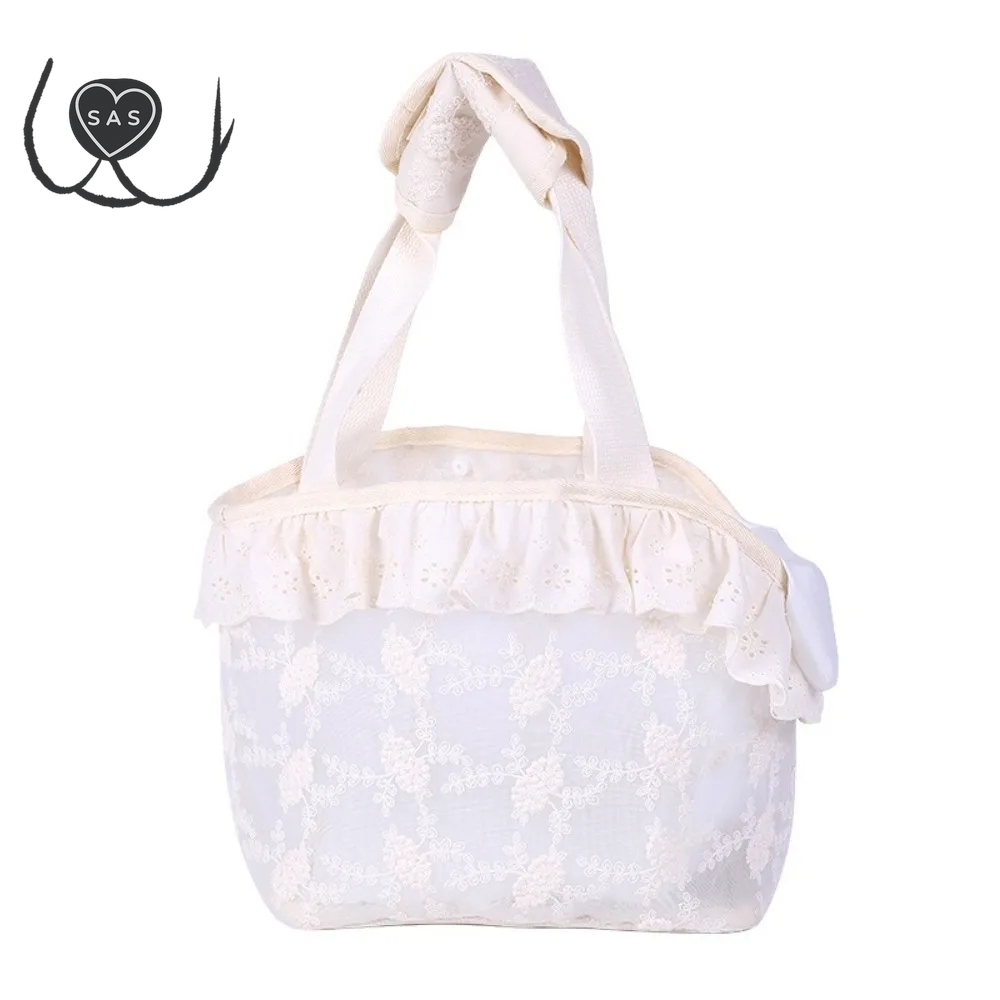 Lace Mesh Pet Cat Carrier Bag Multi-Function Portable Puppy Carrying Bag Large Capacity Breathable Cat Handbag Chihuahua