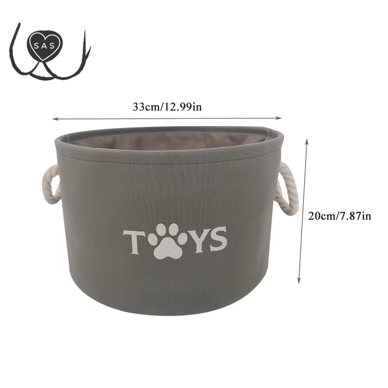 Round Pet Toy Basket Cat Dog Toys Storage Box Foldable Clothes Storage Basket with Handle Pet Supplies Dog Accessories