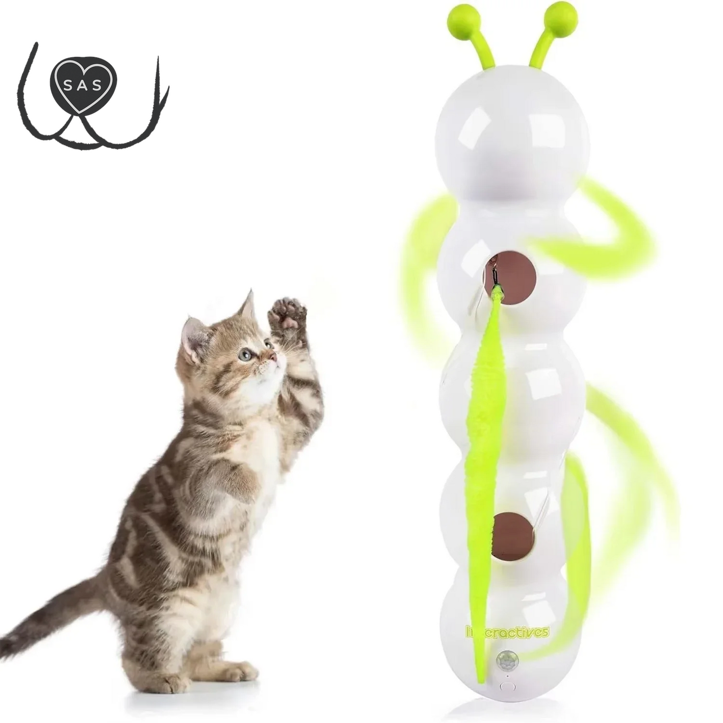 Intelligent Interactive Cat Stick Pro with Replaceable Prey Tail Suitable for Automatic Swing Durability in Multi Cat Households