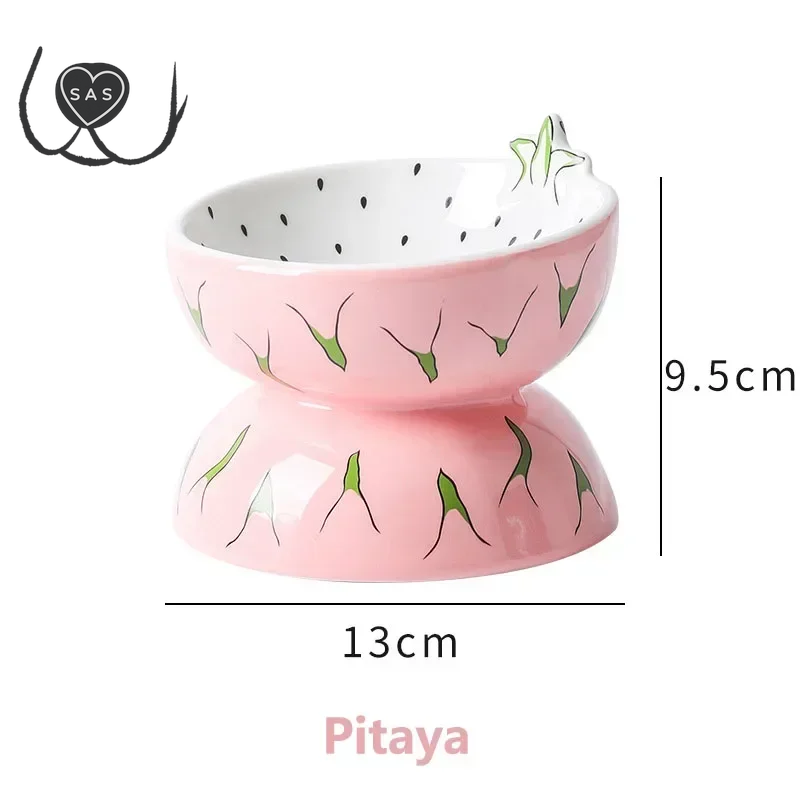 Cat Bowl Ceramic Protects Cervical Neck, Drinks Water, Eats Dog Snacks, Skew Mouth, High Foot Grain Bowl, Pet Products, Cat Bowl