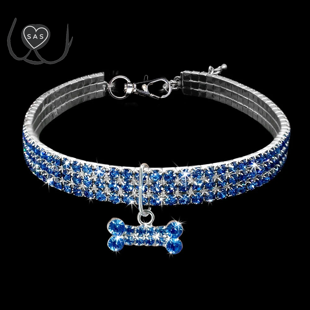 1Pcs Luxury Dog Collar for Big Small Dog Luxuryglitter Jeweled Bone Pendent Luxury Elastic Crystal Dog Collar Dog Accessories