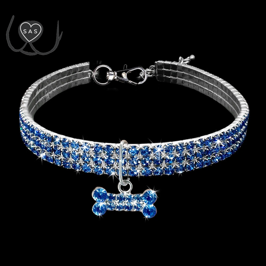 1Pcs Luxury Dog Collar for Big Small Dog Luxuryglitter Jeweled Bone Pendent Luxury Elastic Crystal Dog Collar Dog Accessories