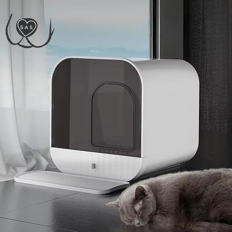 Cat Litter Box Fully Enclosed Splash-Proof Cat Toilet with Litter Scoop Large Capacity Drawer Type Cat Litter Box Cat Accessorie