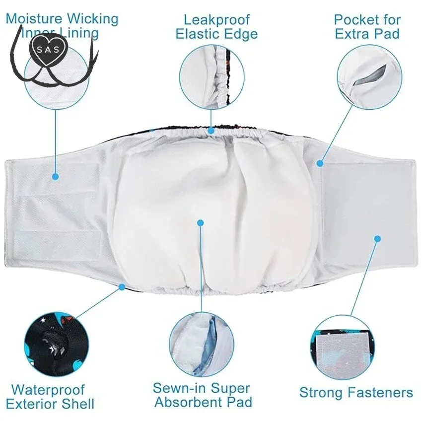 U Pick Cutebone Reusable Male Dog Diaper Washable Belly Bands for Male Dogs Wraps Fashion Dog Diaper Doggie Diapers