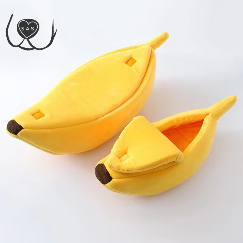Banana Cat Bed House Funny Cute Cozy Cat Mat Beds Warm Durable Portable Pet Basket Kennel Dog Cushion Cat Supplies Multicolor
