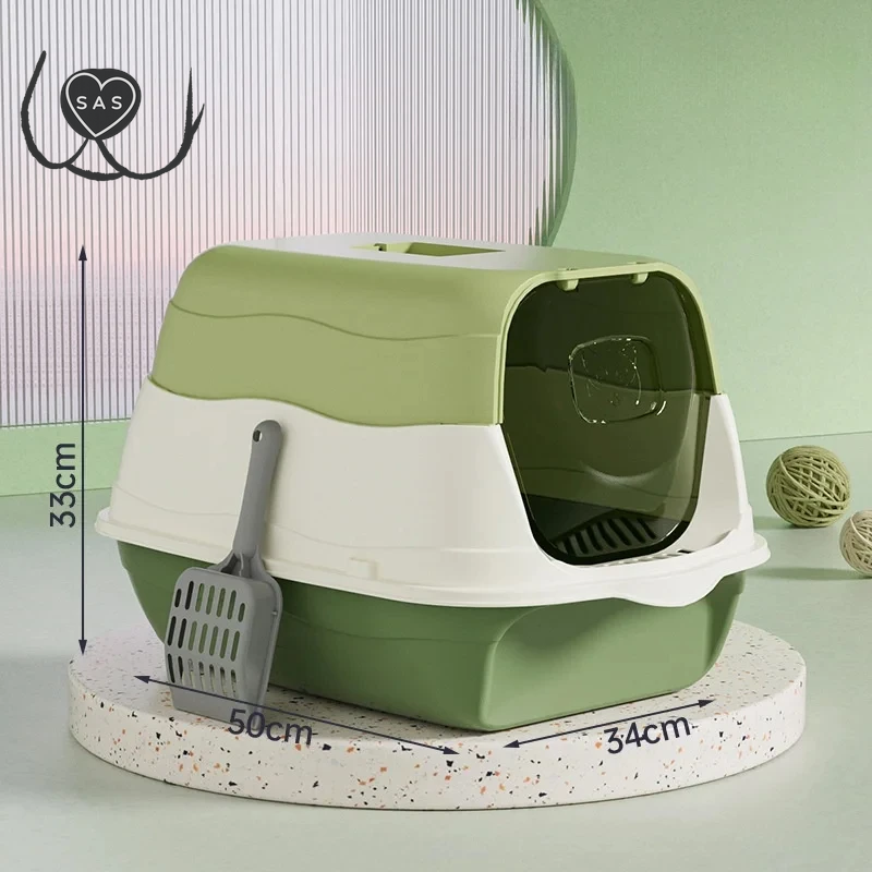 Fully Enclosed Cat Litter Box, Large Capacity Bedpan, Spillproof Litter, Plastic Pet Toilet, Litter Tray, Cat Bedpan Supplies
