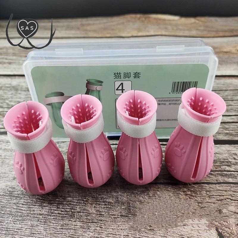 Cat Claw Protector Bath Anti-Scratch Cat Shoes for Cat Adjustable Pet Bath Wash Boots Cat Paw Nail Cover Pet Grooming Supplies