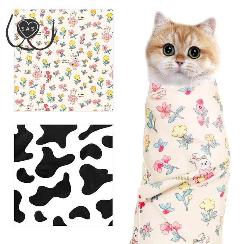 2Pcs Cat Grooming Wrap Self-Adhesive Cat Grooming Fabric Pet Swaddle Wrap Pet Grooming Supplies Applicable to Cats and Small Pet