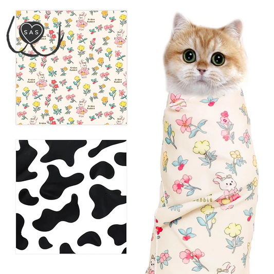 2Pcs Cat Grooming Wrap Self-Adhesive Cat Grooming Fabric Pet Swaddle Wrap Pet Grooming Supplies Applicable to Cats and Small Pet