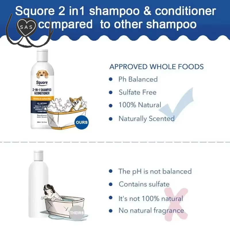 Puppy Shampoo and Conditioner 2 in 1 Natural Moisturizing Shampoo Moisturizing Dog Shampoo for Sensitive Skin PH Balanced