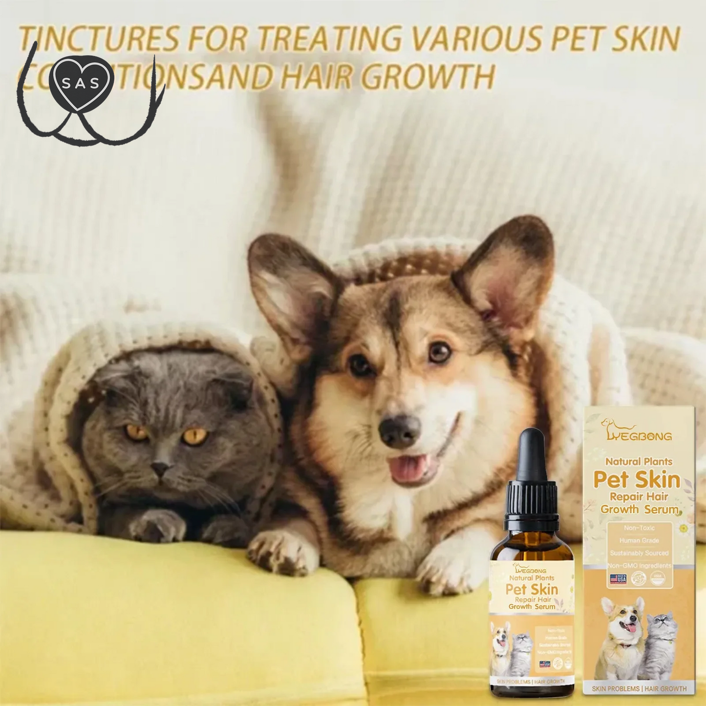 Pet Moss Essence Anti-Itch Anti-Flea Mites Ticks Spray for Cat and Dog Skin Problems Pet Healthy Care