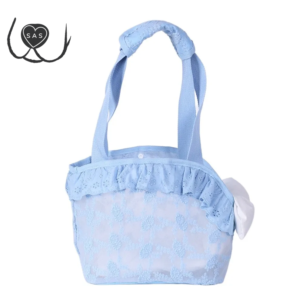 Lace Mesh Pet Cat Carrier Bag Multi-Function Portable Puppy Carrying Bag Large Capacity Breathable Cat Handbag Chihuahua