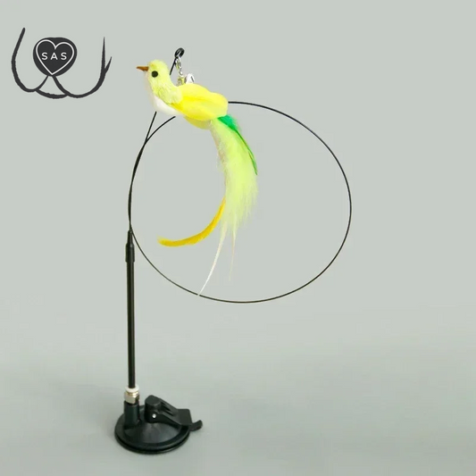 Cats Toys Feathers Wand Interactive Toy Kitten Toys with Super Suction Cup Detachable Feather Replacements Cat Accesorios