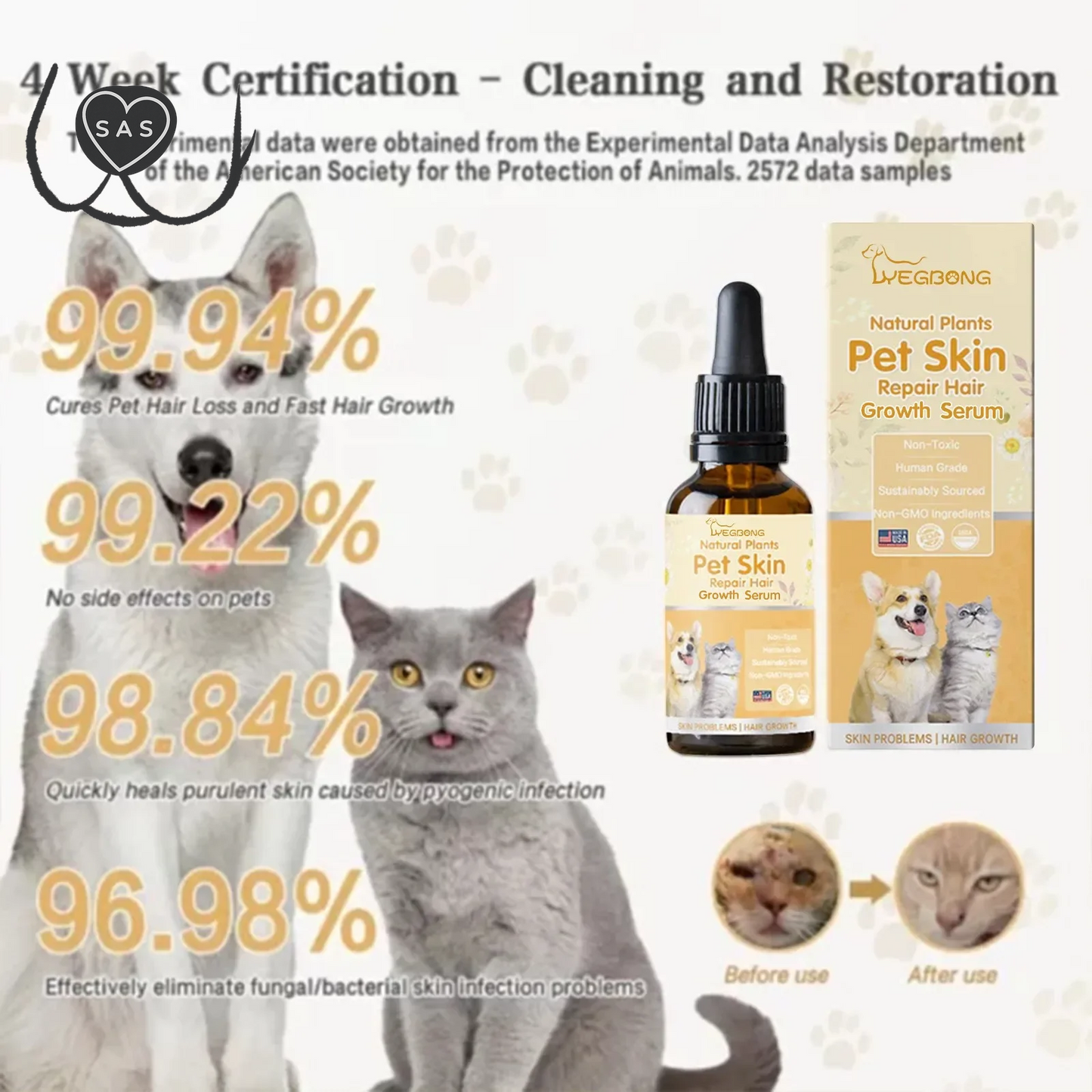 Pet Moss Essence Anti-Itch Anti-Flea Mites Ticks Spray for Cat and Dog Skin Problems Pet Healthy Care