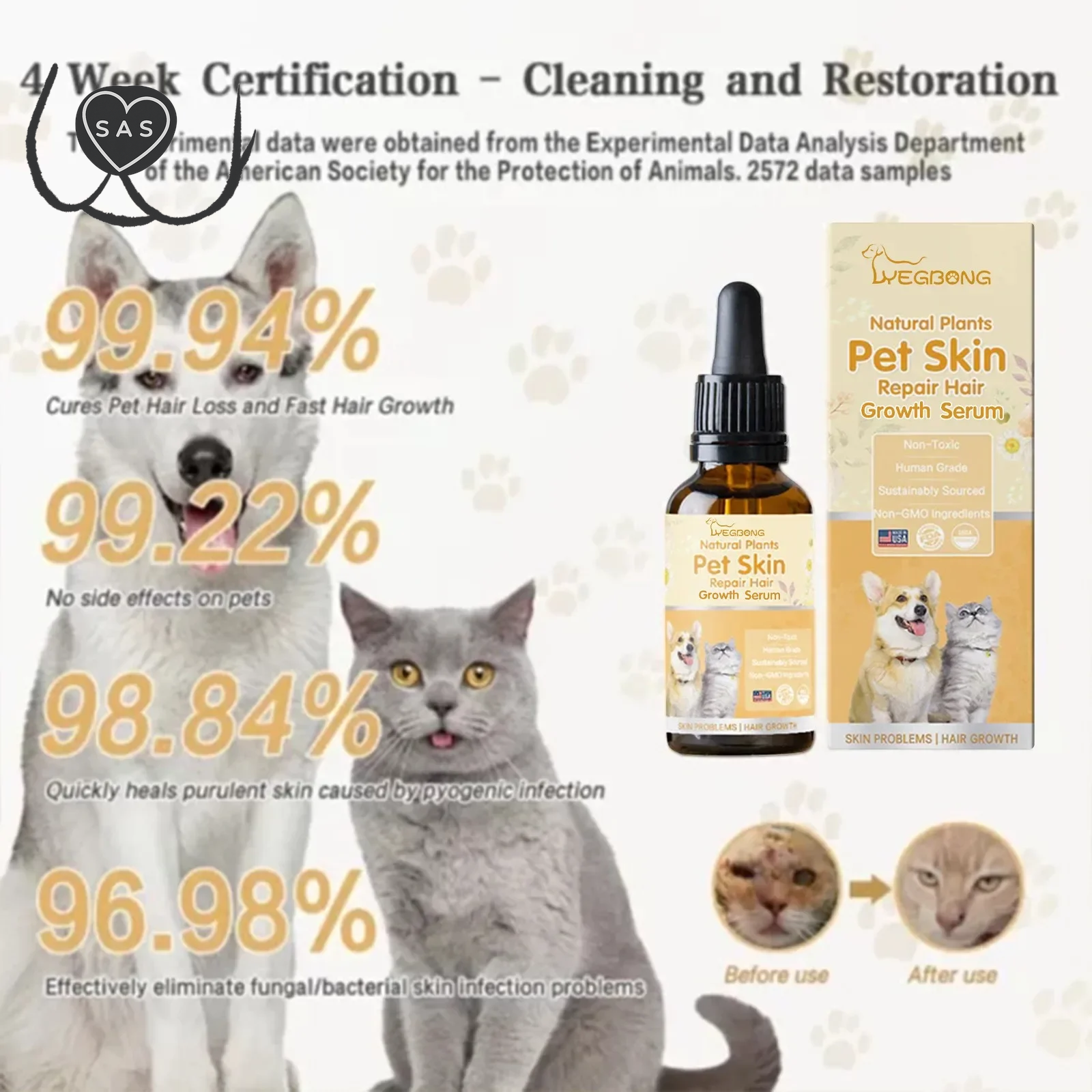 Pet Moss Essence Anti-Itch Anti-Flea Mites Ticks Spray for Cat and Dog Skin Problems Pet Healthy Care