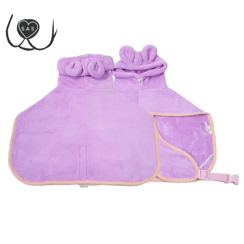 Dog Bathrobe Super Absorbent Pet Towel Bathrobe Bath Towels Quick-Drying Cat Dog Bath Towel Bath Supplies Dog Towel Microfiber