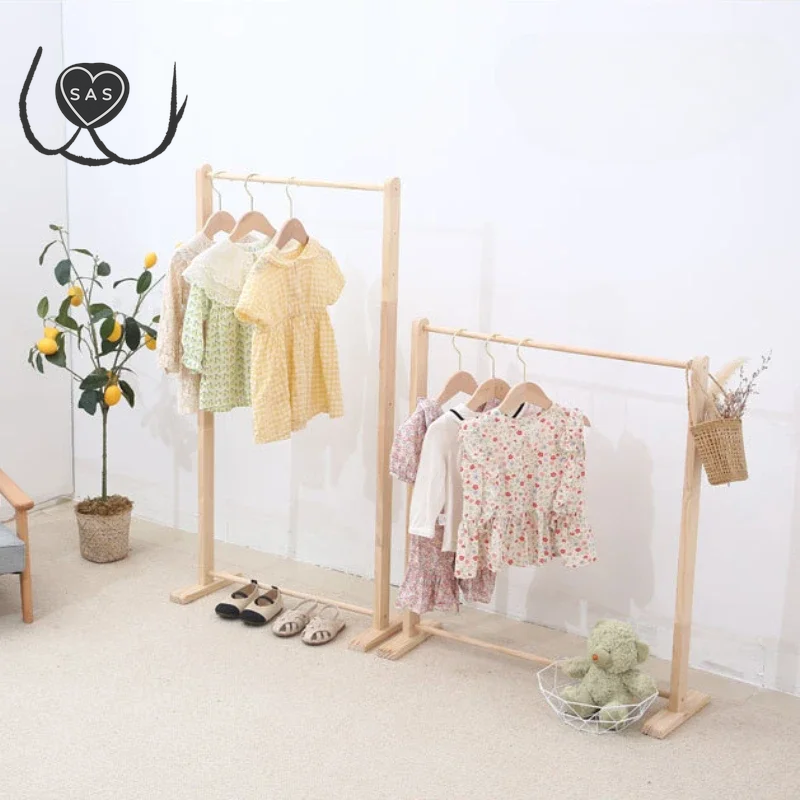 Pet Hanger Dog Clothes Rack Wooden Wardrobe for Dogs Solid Wood Coat Rack Floor Organizer for Pet Clothing