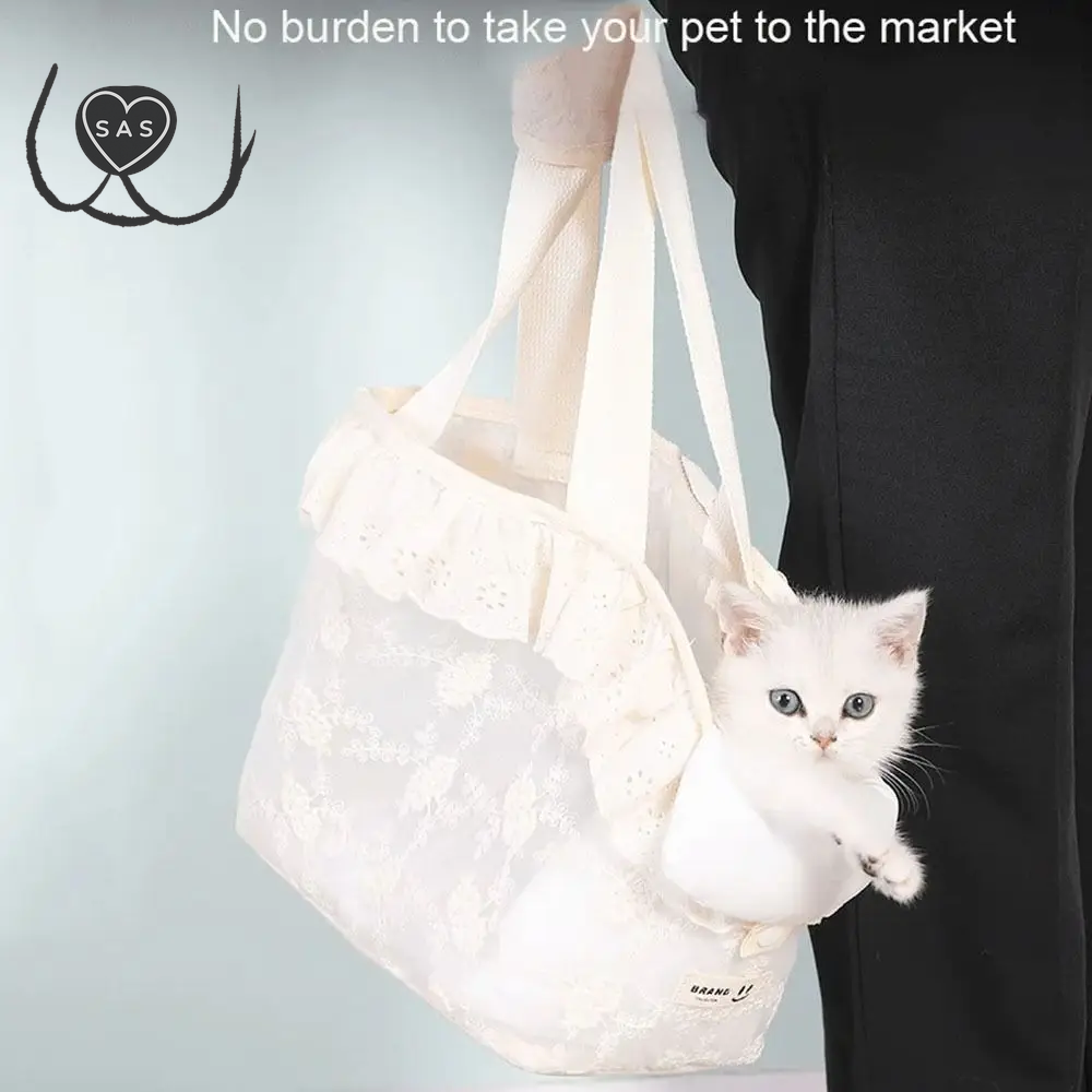 Lace Mesh Pet Cat Carrier Bag Multi-Function Portable Puppy Carrying Bag Large Capacity Breathable Cat Handbag Chihuahua