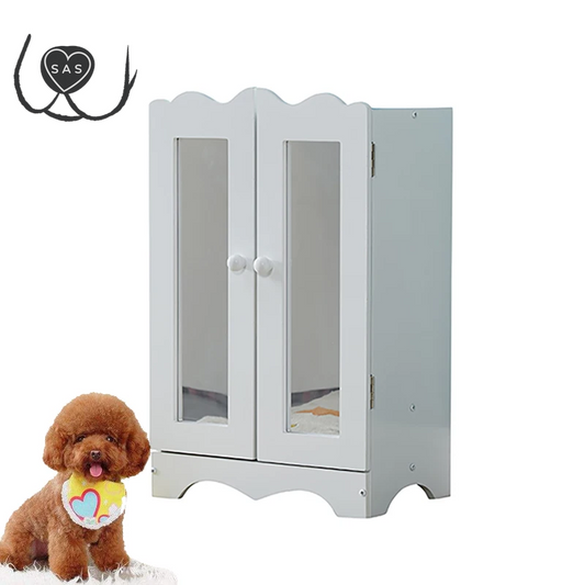 Hot Sale Pet Furniture White Wooden Dog Pet Wardrobe Clothes Rack