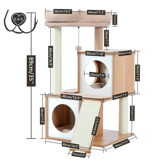 Cat Tree House with Scratching Board Cat’S Activity Center with Double Condos Soft Top Perch Fully Wrapped Scratching Sisal Post