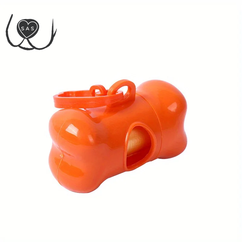 Colorful Bone-Shaped Dog Poop Bag Dispensers with 1 Disposable Bags, Portable Pet Waste Holder, for Outdoor Walks and Training
