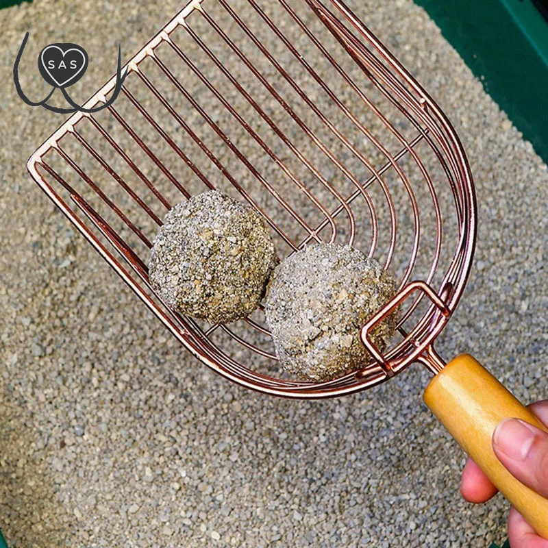 Cat Litter Shovel Self Cleaning Cats Litter Metal Scooper with Hook Portable Stainless Steel Sifting Kitten Toilet Cleaning Tool