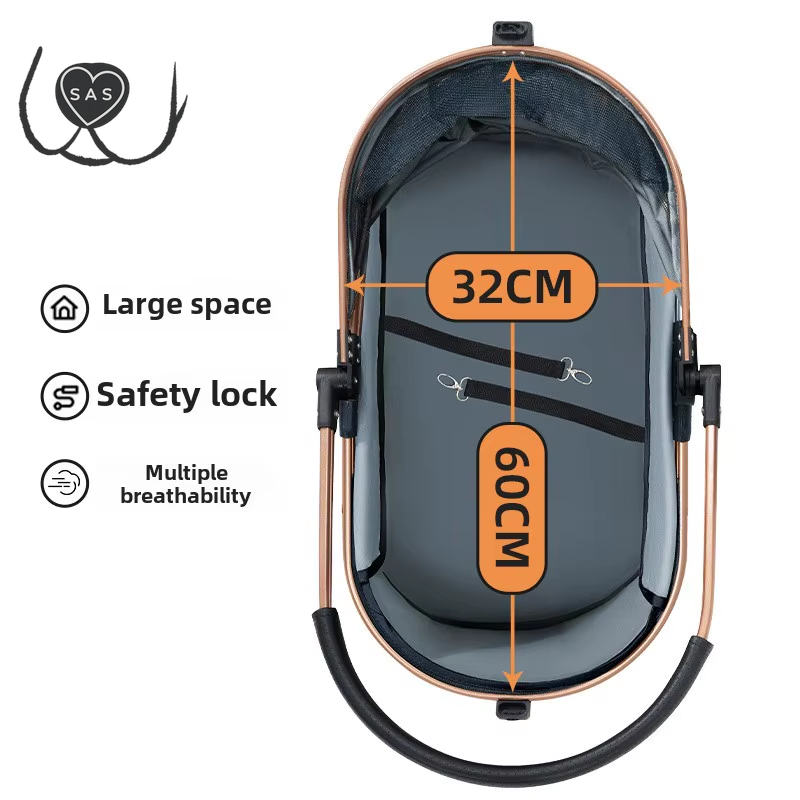 3 in 1 Folding Pet Stroller Detachable Carrier Easy Lock Canopy 30Lbs for Medium Dogs Small Dogs Cats