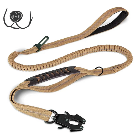 Reflective Shock Absorbing Pet Leashes with Car Seatbelt for Large Dogs Heavy Duty Tactical Bungee Dog Leash No Pull Dog Leash