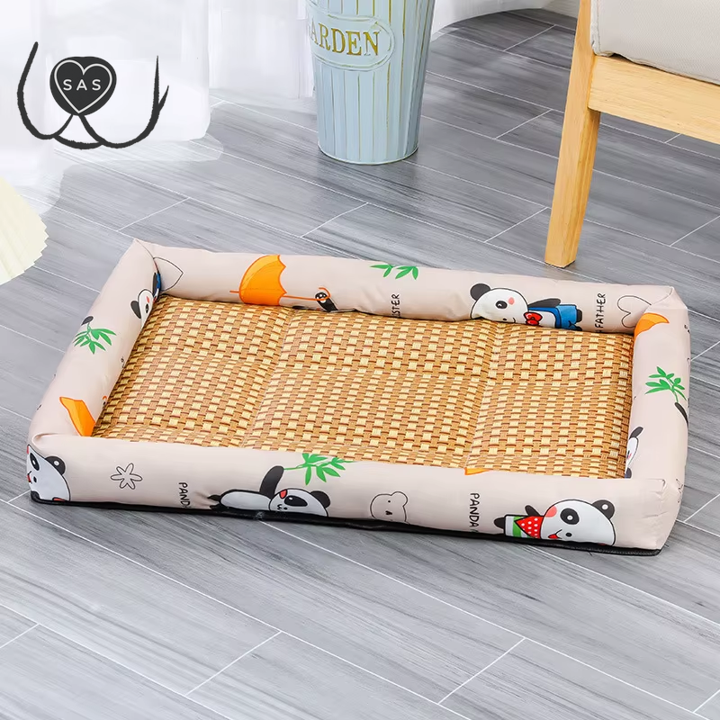 Pet Cat Bed Mat Rattan Woven Cat Sleeping Mat Sofa Bed Summer Pet Cooling Mat for Small Dog Cats Kitten Puppy Beds Cushion