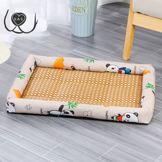 Pet Cat Bed Mat Rattan Woven Cat Sleeping Mat Sofa Bed Summer Pet Cooling Mat for Small Dog Cats Kitten Puppy Beds Cushion