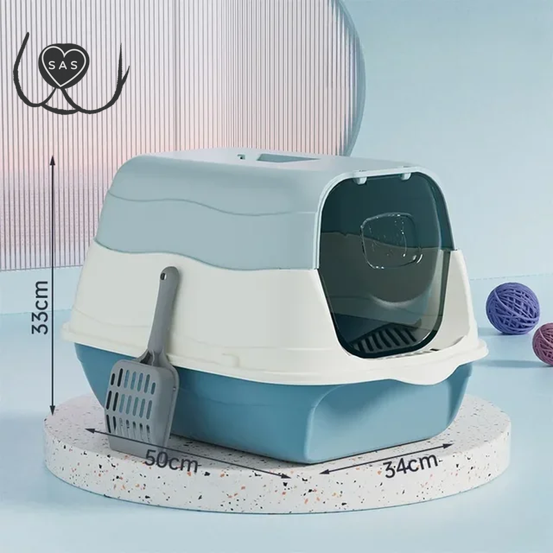 Fully Enclosed Cat Litter Box, Large Capacity Bedpan, Spillproof Litter, Plastic Pet Toilet, Litter Tray, Cat Bedpan Supplies