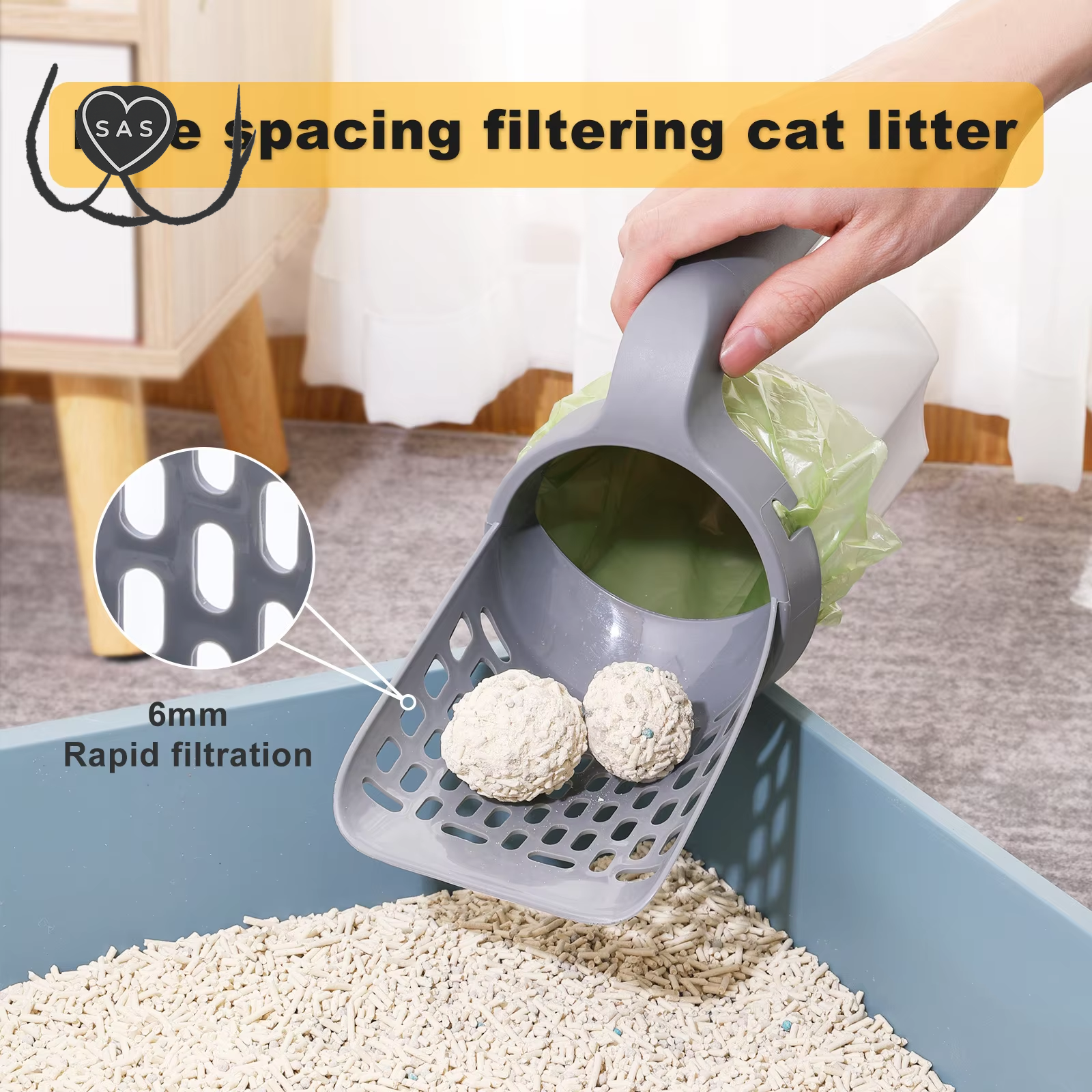 Cat Litter Shovel Scoop with Refill Bag for Pet Filter Clean Toilet Garbage Picker Cat Supplies Cat Litter Box Self Cleaning