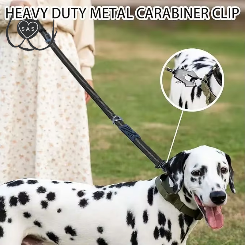 Reflective Shock Absorbing Pet Leashes with Car Seatbelt for Large Dogs Heavy Duty Tactical Bungee Dog Leash No Pull Dog Leash
