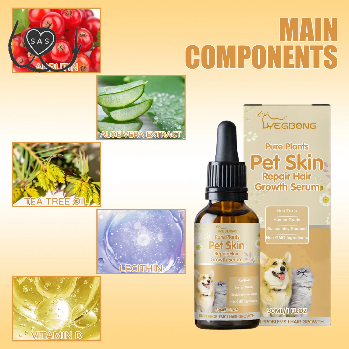 Pet Moss Essence Anti-Itch Anti-Flea Mites Ticks Spray for Cat and Dog Skin Problems Pet Healthy Care