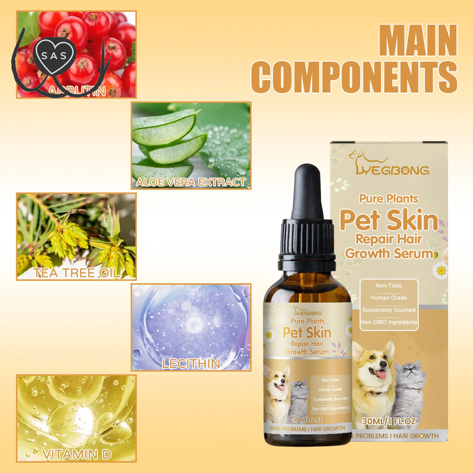 Pet Moss Essence Anti-Itch Anti-Flea Mites Ticks Spray for Cat and Dog Skin Problems Pet Healthy Care