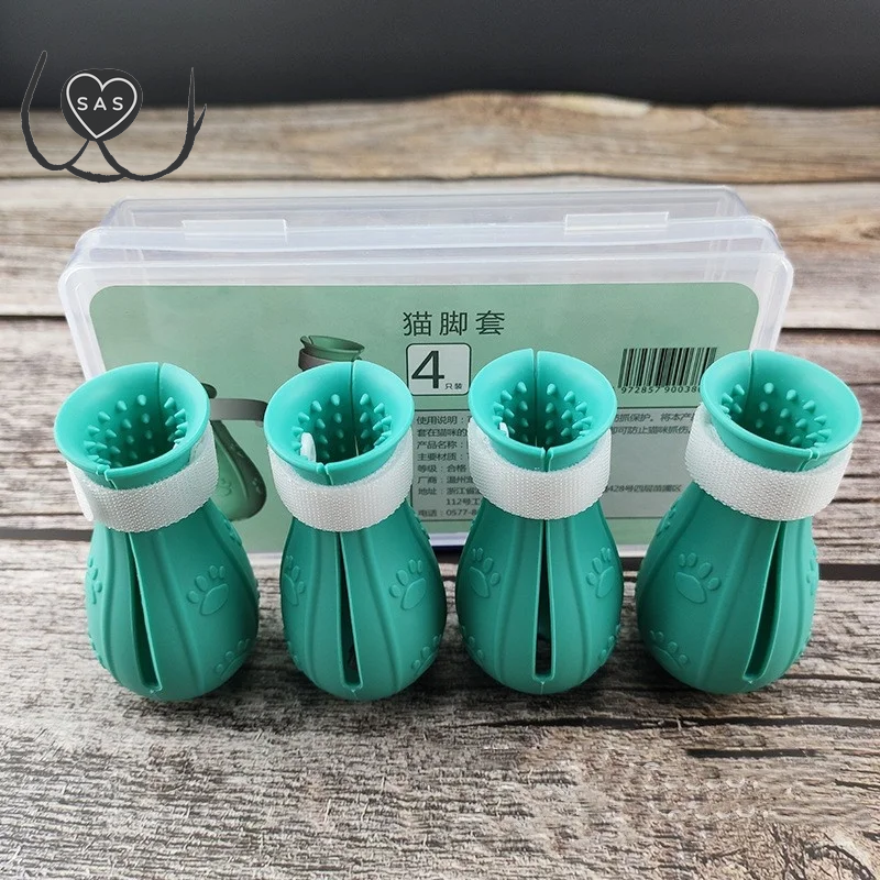 Cat Claw Protector Bath Anti-Scratch Cat Shoes for Cat Adjustable Pet Bath Wash Boots Cat Paw Nail Cover Pet Grooming Supplies