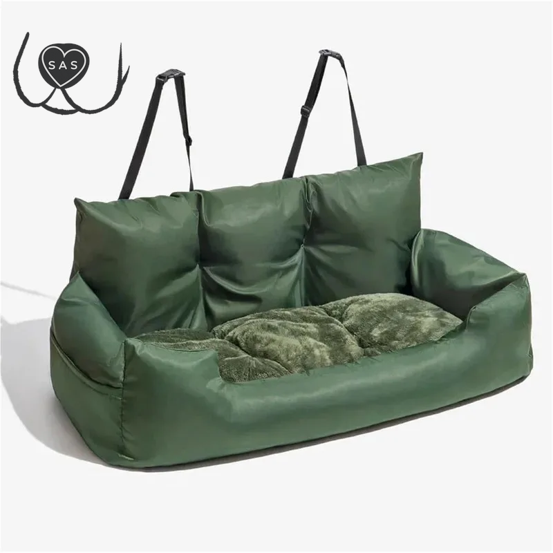 Luxury Removable Waterproof Dog Car Seat Dog Beds Pet Car Seat Portable Travel Dog Car Backseat Pet Carrier Bag Solid Pattern