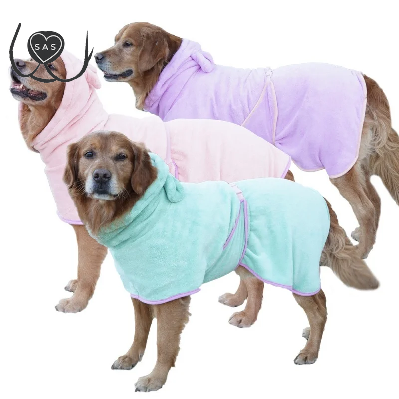 Dog Bathrobe Super Absorbent Pet Towel Bathrobe Bath Towels Quick-Drying Cat Dog Bath Towel Bath Supplies Dog Towel Microfiber